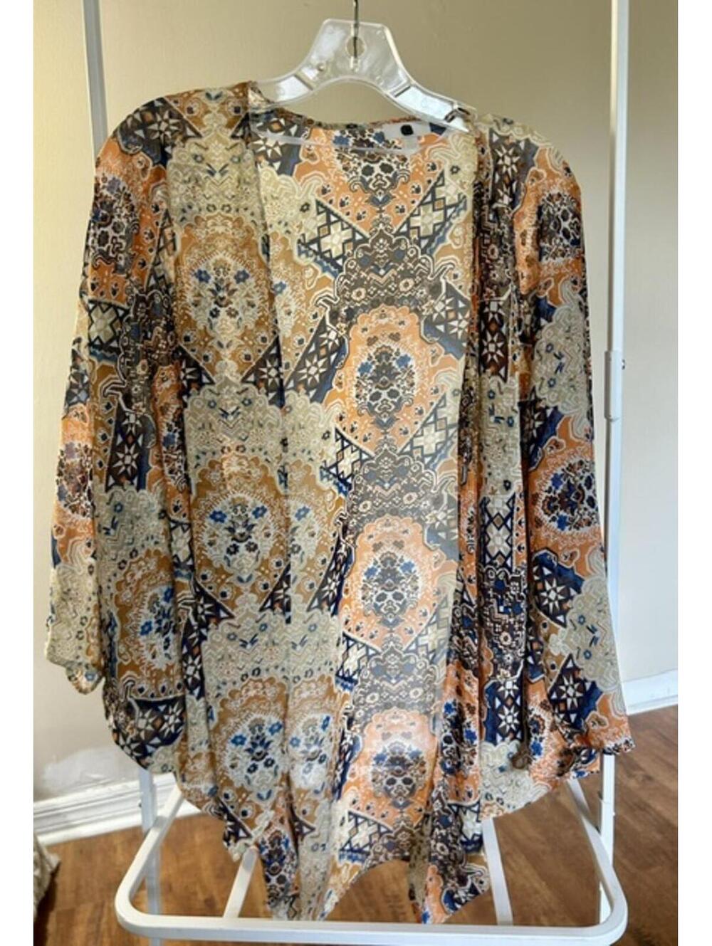 Chico's Women's Sheer Patterned Kimono Size Small